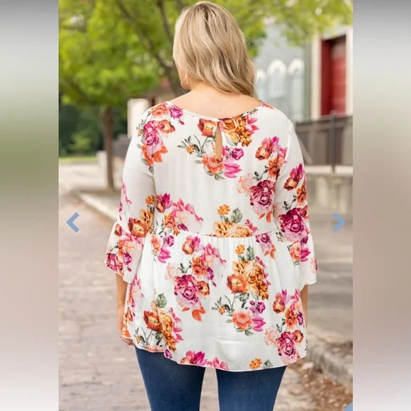 NEW! Chic Soul Floral Print Women's Top. Size 1X. - Picture 3 of 10